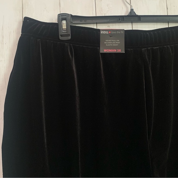 NWT Intro Love the Fit Black Velvet Pull-on Relaxed Wide Leg Elastic Waist Sz 3X - Picture 15 of 15